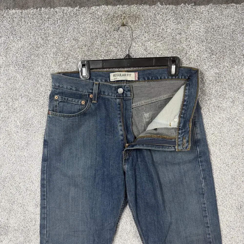 Levis 505 Regular Fit Jeans Mens 34x29 Blue Straight Denim Mid Wash Classic